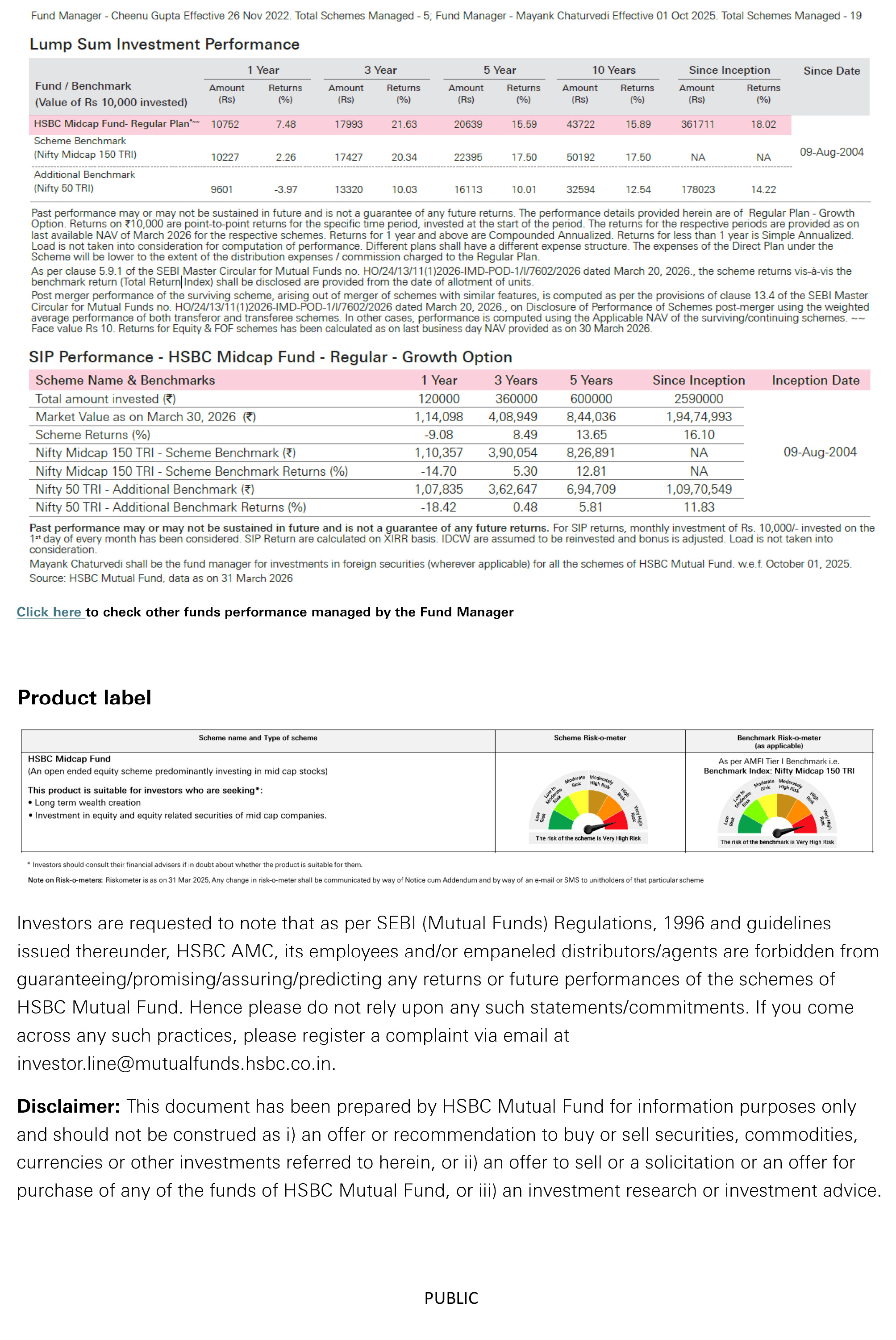 HSBC Midcap Fund - An SIP of Rs 10000 turns to 1.94 cr in 21 years